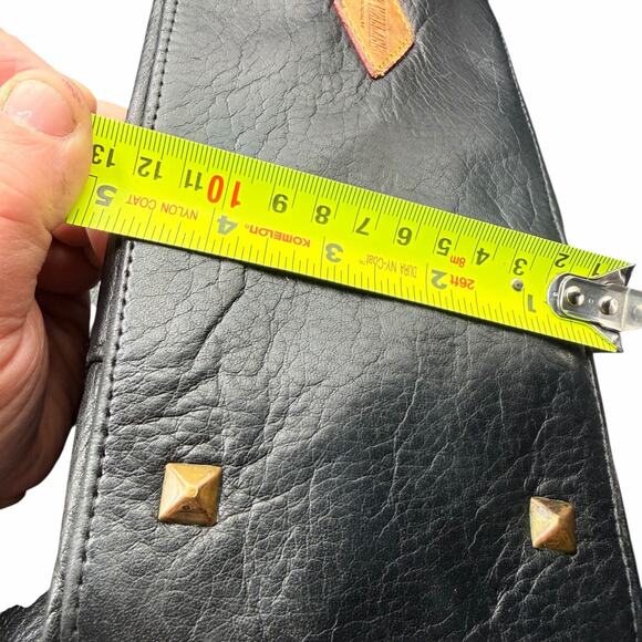 MZ Wallace Black Leather Tote Studded Zip Top Shoulder Bag - Picture 10 of 12